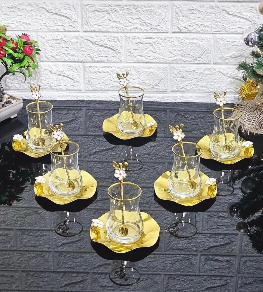 سرویس چای خوری 18پارچه 6نفر کریستالی ترکیه