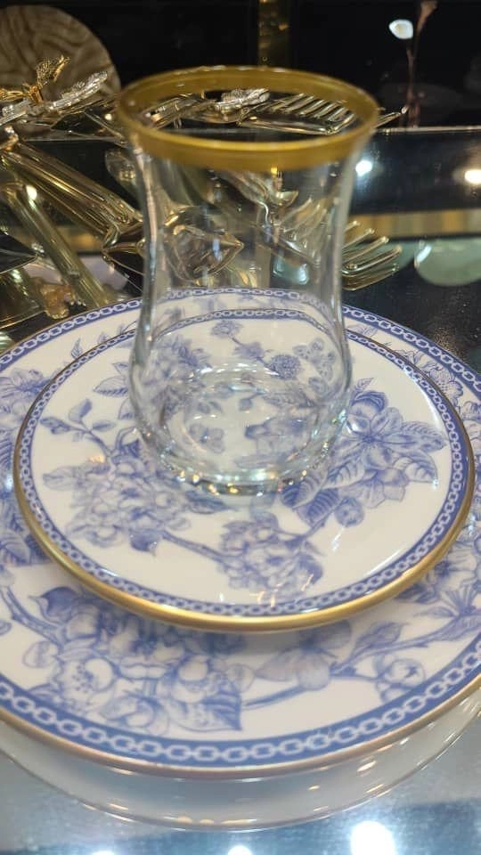 سرویس چای خوری میس بیتی 12پارچه 6نفر طرح گل ابی ترکیه