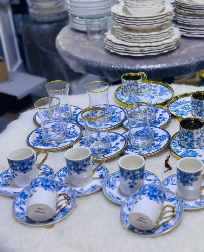 سرویس چای خوری میس بیتی 12پارچه 6نفر طرح گل ابی ترکیه
