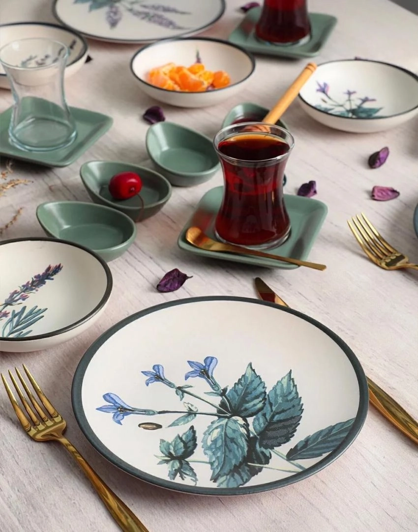 سرویس صبحانه خوری چینی ۲۱پارچه ۶نفر برند کرامیکا ترکیه